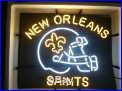 New Orleans Saints Neon Light Sign 17"x14" Beer Cave Gift Lamp Real Glass
