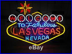 New Welcome To Las Vegas Artwork Vivid Beer Neon Light Sign 24"x20"