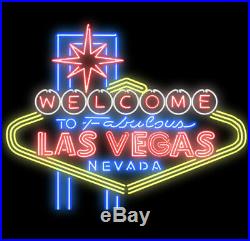 New Welcome To Las Vegas Artwork Vivid Beer Neon Light Sign 24"x20"