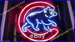 17X14 Chicago Cubs OLD Style Baseball Real BEER BAR NEON LIGHT SIGN PUB DISPLAY