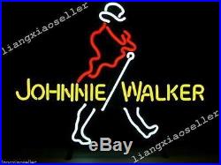 17X14 Inches Rare JOHNNIE WALKER WHISKEY REAL GLASS NEON SIGN BEER BAR PUB LIGHT