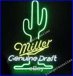 17X14 Miller Genuine Draft Cactus Logo REAL GLASS NEON SIGN BEER BAR PUB LIGHT