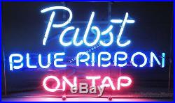 17X14 NEW Pabst Blue Ribbon On Tap PBR Beer Bar REAL NEON LIGHT SIGN Free Ship
