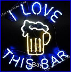 17X14 New I Love This Bar Beer Home Bar Pub Display NEON LIGHT SIGN Free Ship