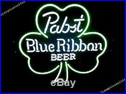 17X14 Pabst Blue Ribbon St. Patrick's Day Irish Shamrock NEON SIGN BEER BAR LIGHT