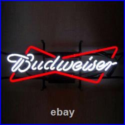 17x10 Budweiser Neon Sign Light Beer Bar Pub Wall Hanging Real Glass Tube Art