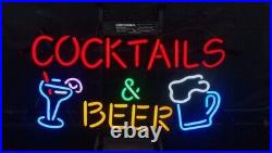 17x12 Cocktails &Beer Neon Sign Lamp Light Show Gift Garage Shop Decor MM