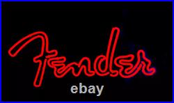 17x12 Fender Red Neon Sign Light Lamp Visual Bar Beer Decor Artwork Pub L819