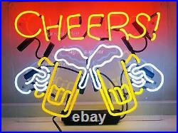 17x14 Cheers Beer Mugs Acrylic Neon Sign Light Lamp Beer Collection Display