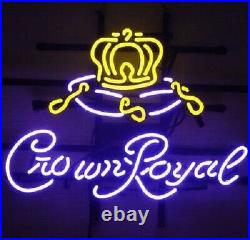 17x14 Crown Royal Whiskey Neon Sign Light Lamp Real Glass Beer Bar Decor MM493