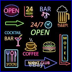 17x14 Custom Logo Neon Light Sign Real Glass Beer Bar Pub Club Store Display