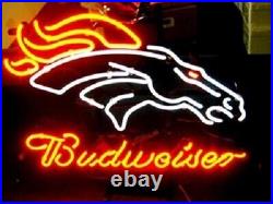 17x14 Denver Broncos Logo Neon Sign Lamp Pub Beer Light Bar Glass