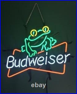 17x14 Frog Bowtie Beer Neon Light Sign Lamp Glass Collection Bar Pub Party