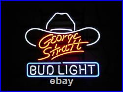 17x14 George Strait White Cowboy Hat Light Beer Neon Sign Lamp Handmade Club