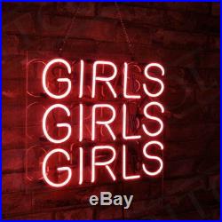 17x14 Pink GIRLS GIRLS GIRLS Beer Bar Bistro Wall Window Neon Sign Pub Room