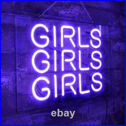 17x14 Purple Three GIRLS Club Beer Bar Bistro Neon Sign Light Room Patio
