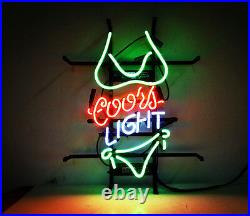 17x14COORS LIGHT Bikini Neon Sign Light Beer Bar Pub Wall Decor Visual Artwork