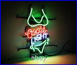 17x14COORS LIGHT Bikini Neon Sign Light Beer Bar Pub Wall Decor Visual Artwork