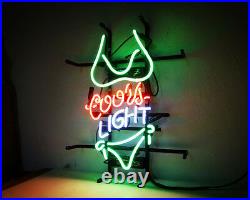 17x14COORS LIGHT Bikini Neon Sign Light Beer Bar Pub Wall Decor Visual Artwork