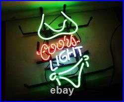 17x14COORS LIGHT Bikini Neon Sign Light Beer Bar Pub Wall Decor Visual Artwork
