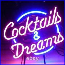 17x14Cocktails&Dreams Neon Sign Light Handmade Visual Artwork Room Wall Poster