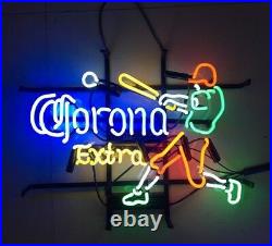 17x14Corona Baseball Player Neon Sign Light Beer Bar Pub Wall Hanging Artwork