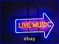 17x14LIVE MUSIC ARROW Neon Sign Light Beer Bar Bistro Wall Decor Visual Art