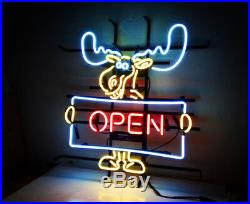 17x14OPEN Deer Neon Sign Light Beer Bar Pub Shop Studio Wall Decor Art Visual