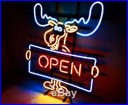 17x14OPEN Deer Neon Sign Light Beer Bar Pub Shop Studio Wall Decor Art Visual