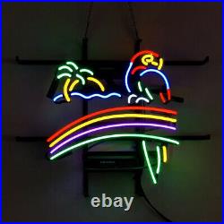 17x14Parrot Palm Tree Rainbow Neon Sign Light Beer Bar Pub Wall Hanging Gift