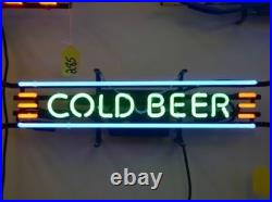 17x6Cold Beer Neon Sign Light Beer Bar Pub Wall Hanging Handcraft Visual Art