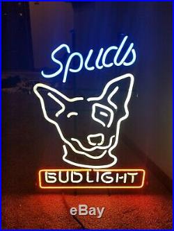 1980s bud light beer spuds Mackenzie dog head neon light up sign anheuser Busch