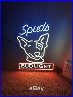 1980s bud light beer spuds Mackenzie dog head neon light up sign anheuser Busch