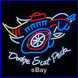 19X15 Rare Dodge Scat Pack Car Beer Bar Real Glass Neon Light Sign Free SHIPPING