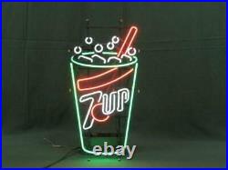 19x14 7up Seven UP Beer Neon Sign Light Lamp Decor Glass Windows Artwork Tube