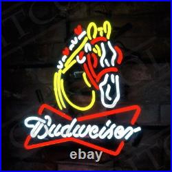 19x15Budweiser Clydesdale Neon Sign Light Beer Bar Pub Wall Poster Room Decor
