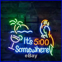 19x15It's 500 Somewhere Parrot Neon Sign Light Visual Artwork Beer Bar Decor