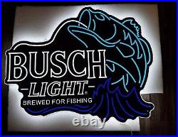 20 Busch Light Beer Bass Fish Brewed 2D LED Vivid Printing Neon Sign Light Lamp