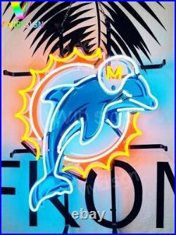 20'' Miami Dolphins V2 Neon Sign With HD Vivid Printing Beer Bar Visual L304