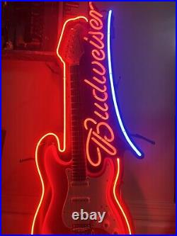 2006 Budweiser Aria Stratocaster Electric Guitar withwhammy Bar Neon Beer Sign