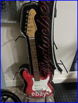 2006 Budweiser Aria Stratocaster Electric Guitar withwhammy Bar Neon Beer Sign