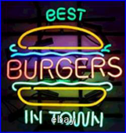20x16 Best Burgers In Town Neon Sign Light Lamp Visual Collection Beer L2478