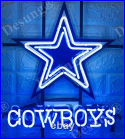 20x16 Dallas Cowboys Logo Neon Sign Lamp Light With HD Vivid Printing Beer LY