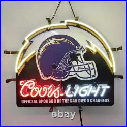 20x16 Los Angels Chargers Helmet Light Beer Neon Sign Lamp With HD Vivid JY