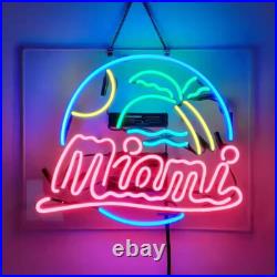 20x16 Miami Palm Tree Beach Sun Beer Bar Acrylic Neon Sign Light Lamp Artwork