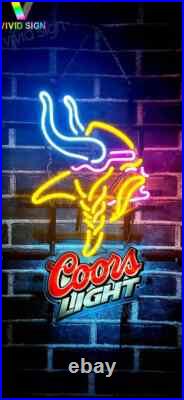 20x16 Minnesota Vikings Beer Neon Sign Light Lamp Bar Club Pub Garage Artwork