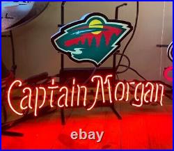 20x16 Minnesota Wild Captain Morgan Neon Sign Light Lamp Visual Beer L1372