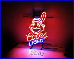 20x18 COORS Light Indians Cleveland Beer Bar Pub Boutique Room Wall Neon Sign