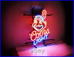 20x18 COORS Light Indians Cleveland Beer Bar Pub Boutique Room Wall Neon Sign