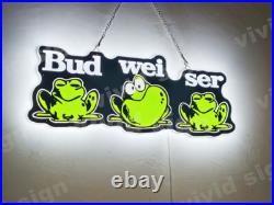 20x8 Bvdweiser Beer Frog LED Lighted Sign 3D Vivid Print Neon Beer Lamp